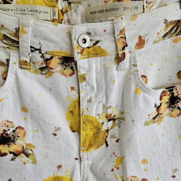 NWT Anthropologie High Rise Bootcut White/yellow jeans Size 29 - Picture 2 of 11